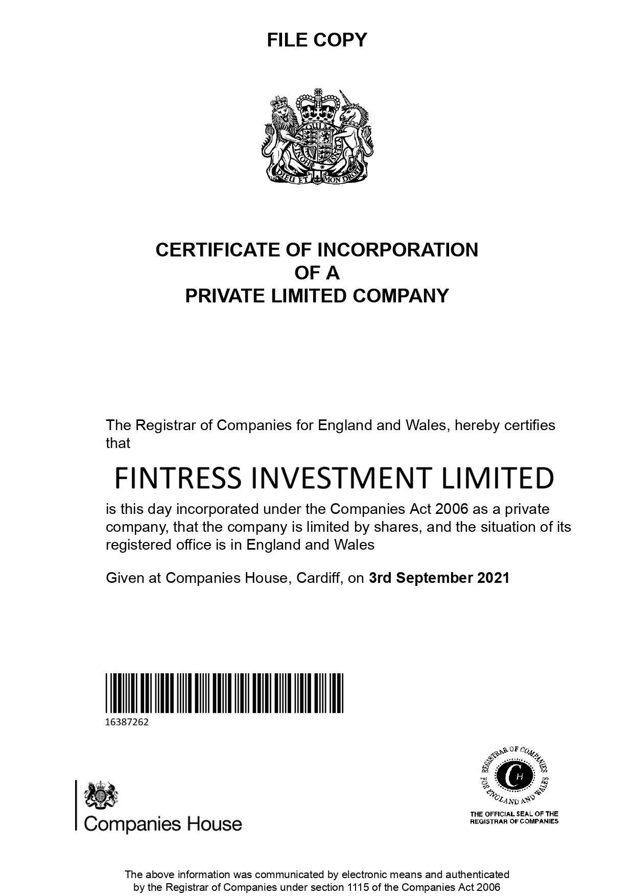Certificate